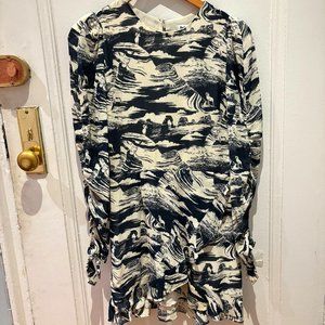 S Reformation White and Blue Mini Dress